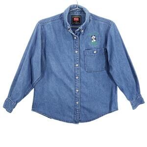 Wrangler Hero Denim Shirt Womens Small Piney Grove Elementary Staff Button Up